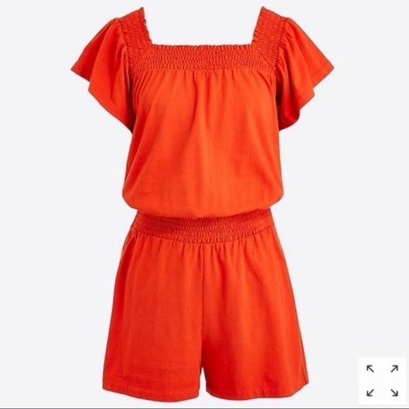 J. Crew Factory Smocked Square Neck Romper Cotton Size S J2358 - Picture 1 of 9